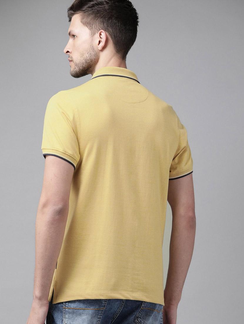 men yellow solids polo neck t-shirts - 21080275 - Standard Image - 2
