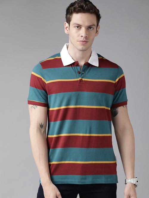 men polo neck striped t-shirt - 21080284 - Standard Image - 0