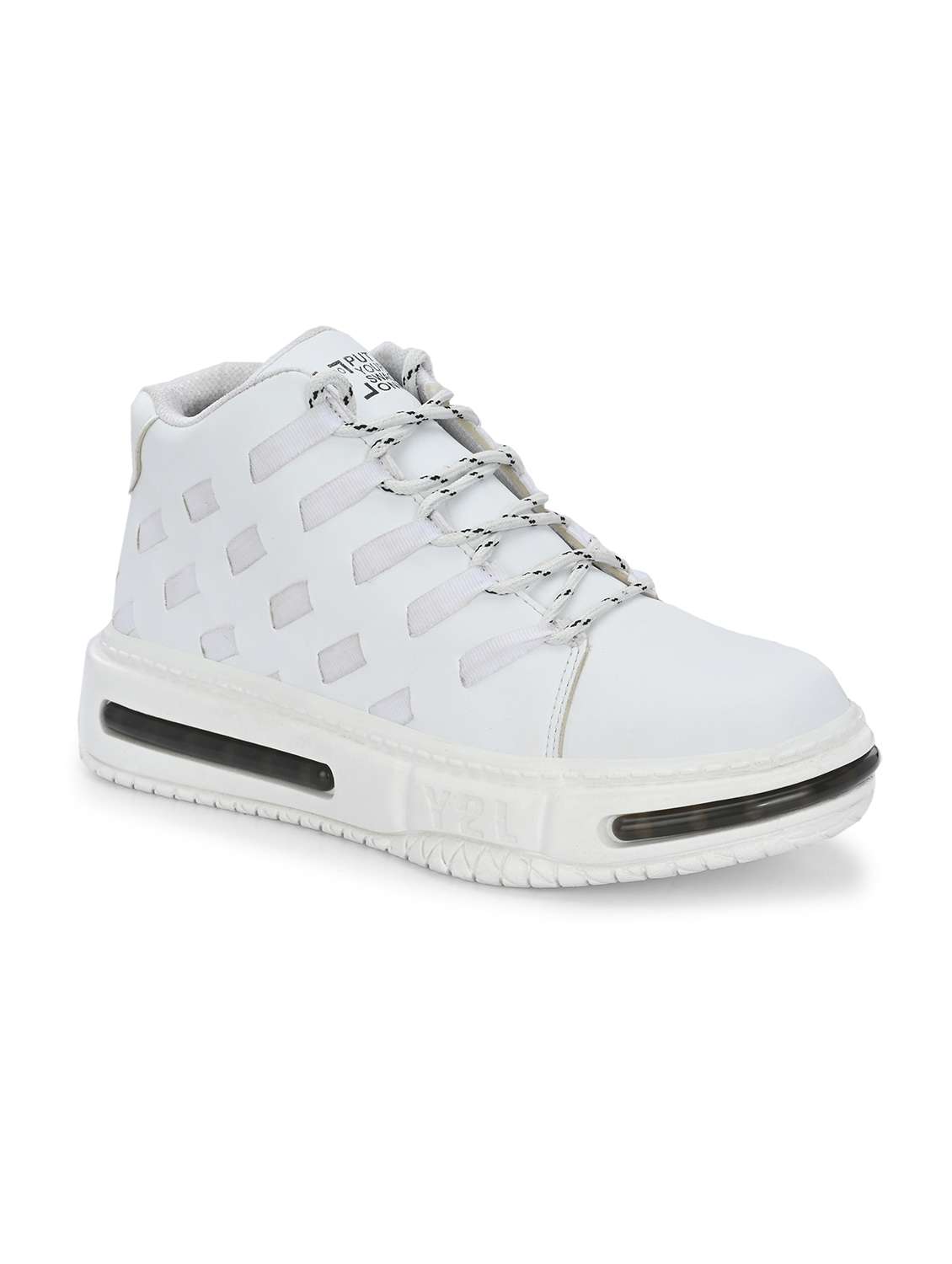 white synthetic lace up sneakers - 21080355 - Zoom Image - 0