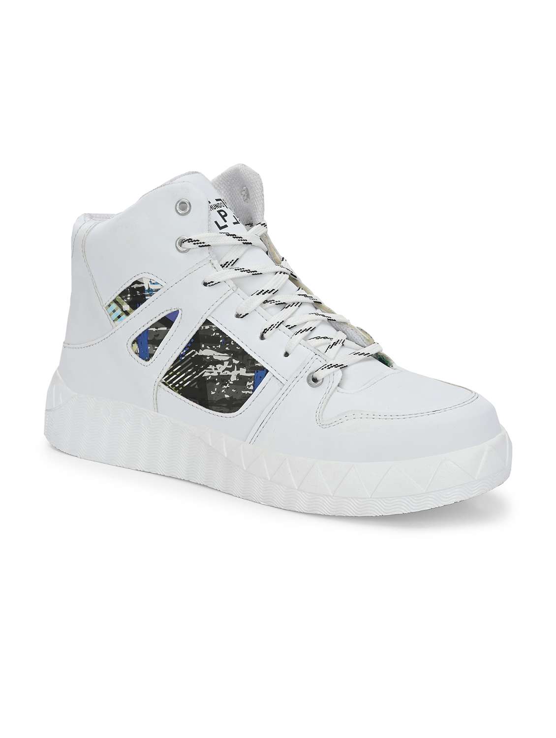 white synthetic lace up sneakers - 21080363 -  Zoom Image - 0
