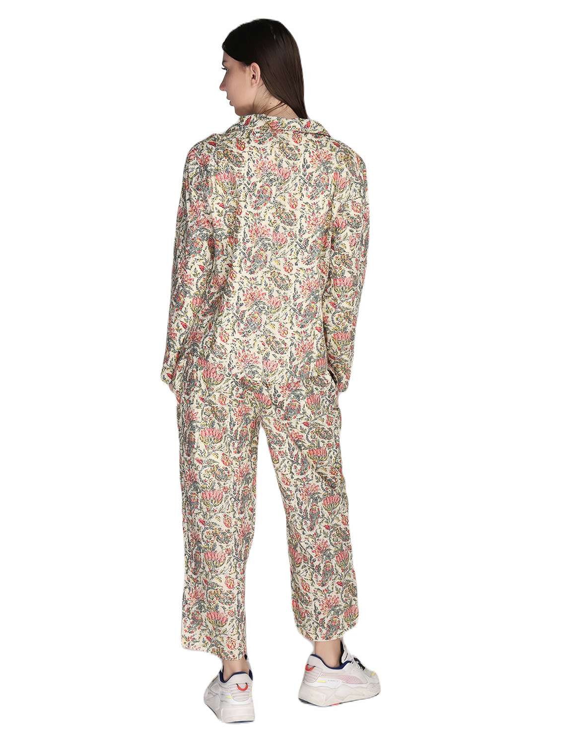 beige cotton top and palazzos set coord - 21081265 -  Standard Image - 2