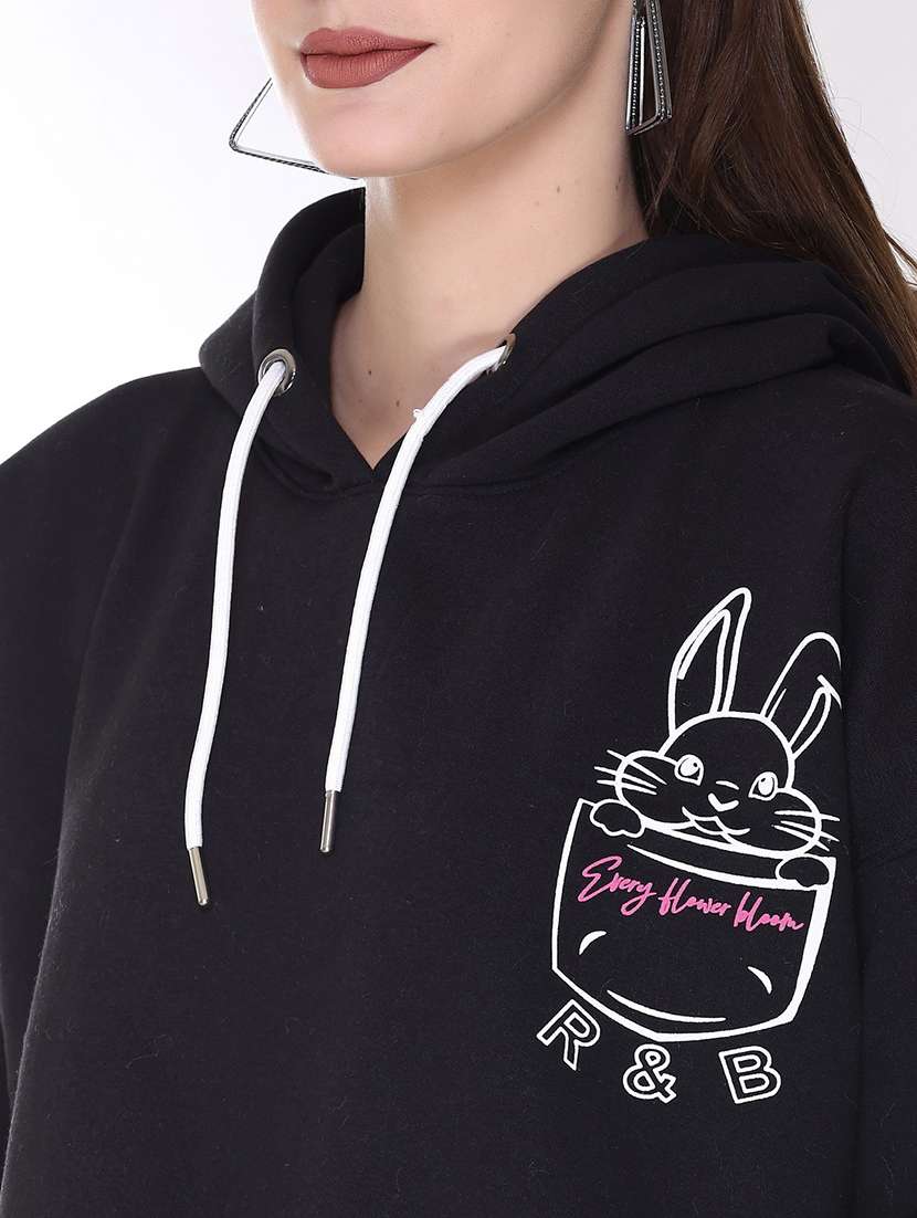 black cotton blend plain sweatshirt - 21081566 - Standard Image - 2