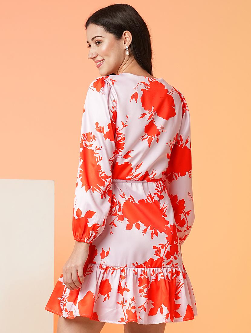 white polyester fit & flare dress - 21081695 - Standard Image - 2
