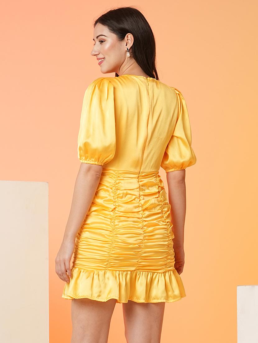 yellow polyester bodycon dress - 21081697 - Standard Image - 2