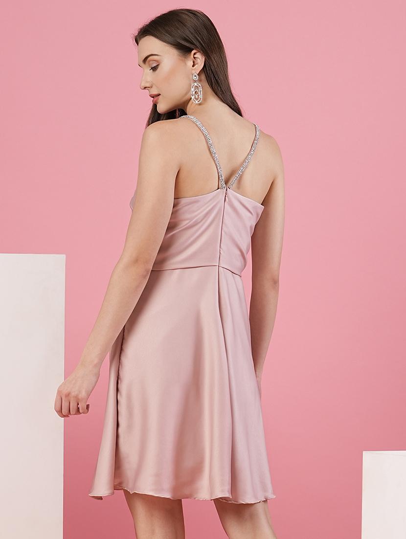 pink polyester fit & flare dress - 21081714 - Standard Image - 2