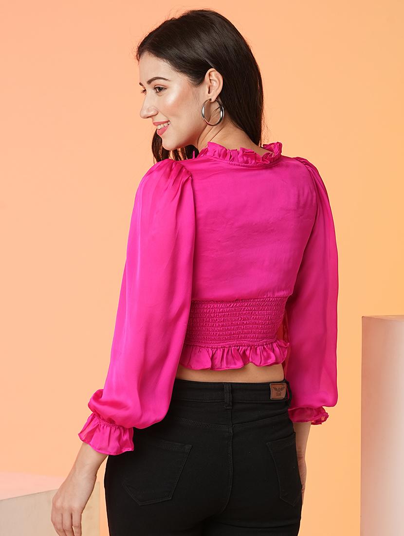 women v neck ruffle top - 21081727 - Standard Image - 2