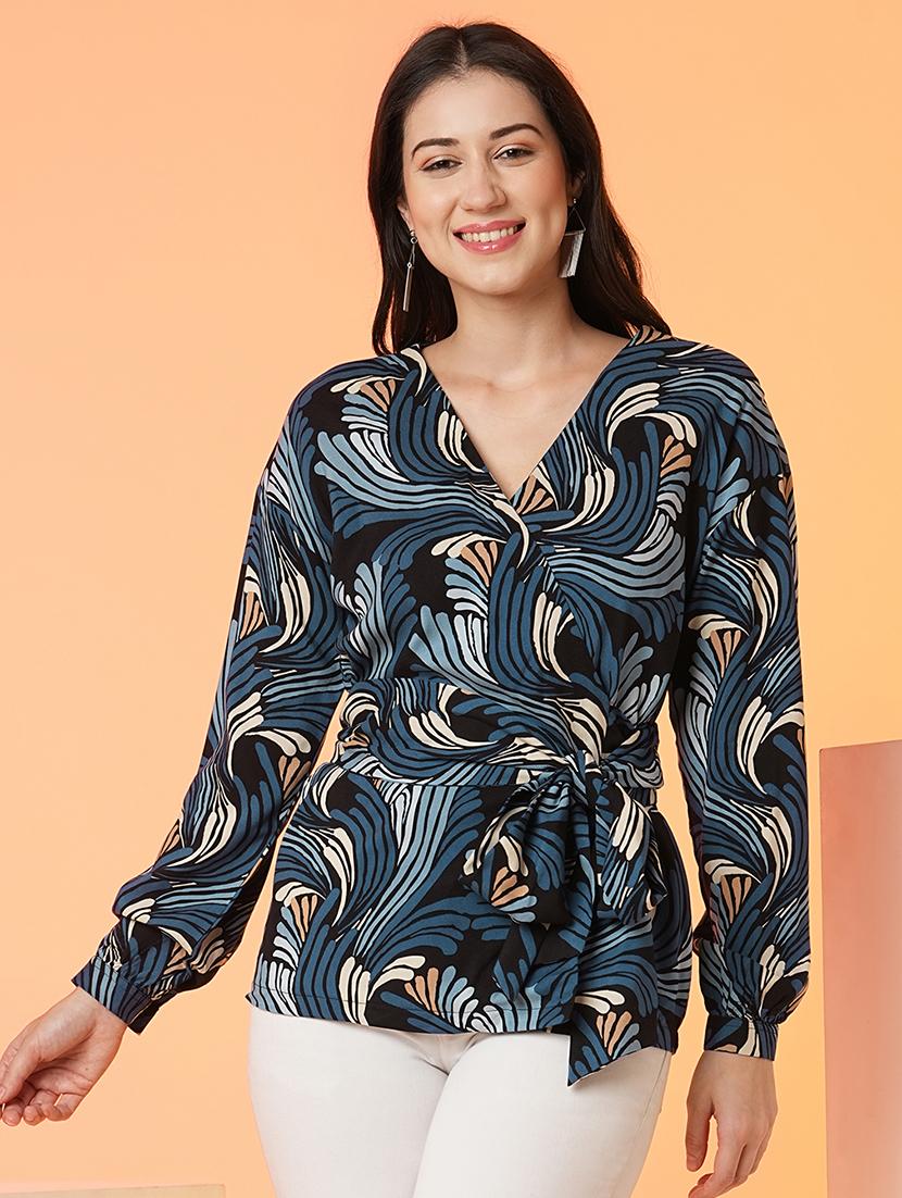 women abstract printed wrap top - 21081731 - Zoom Image - 0