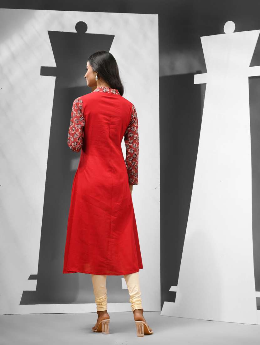 women floral printed cotton a-line kurta - 21081791 -  Standard Image - 2