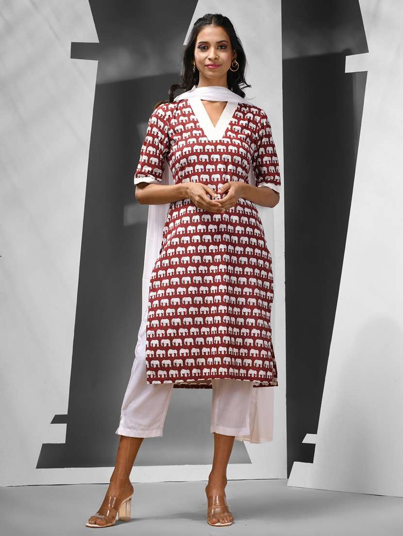 women printed straight kurta