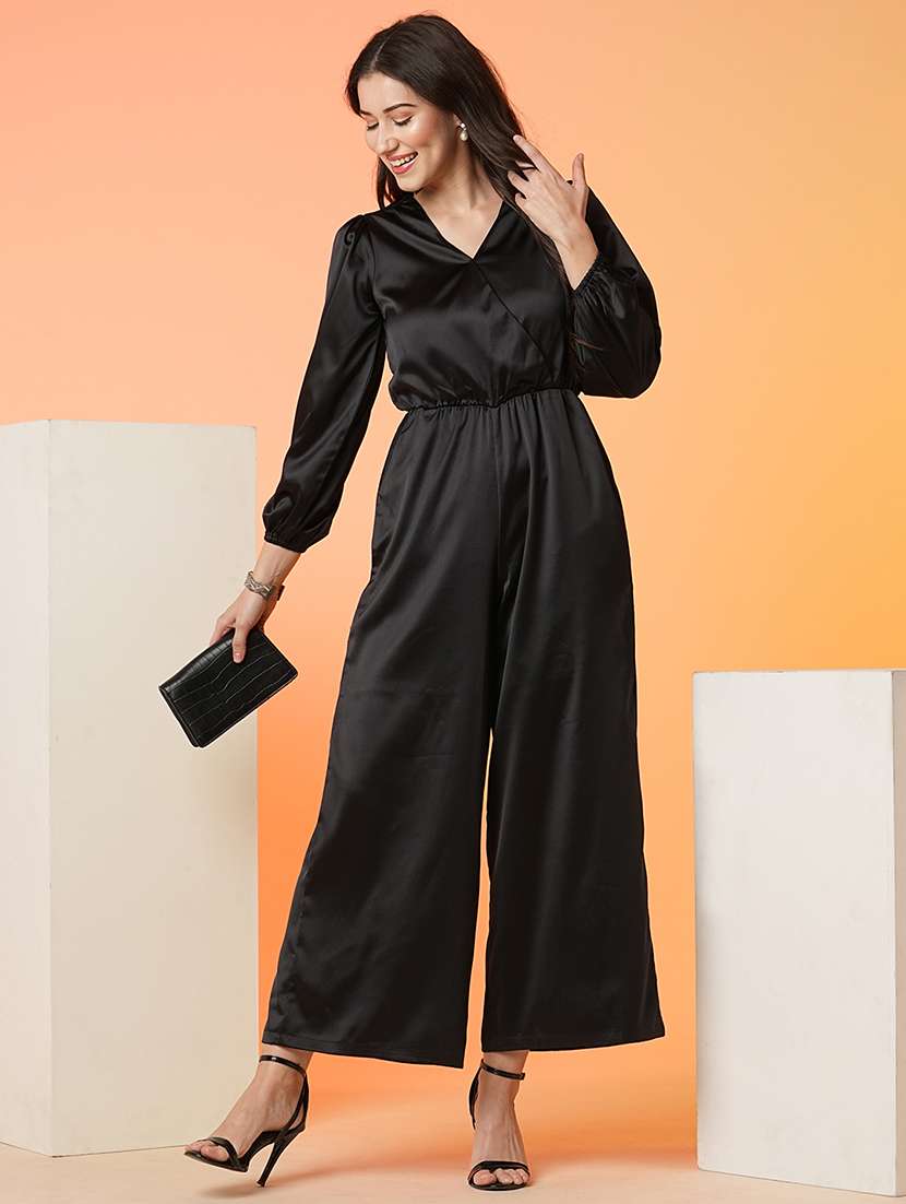 women solid color full leg jumpsuit