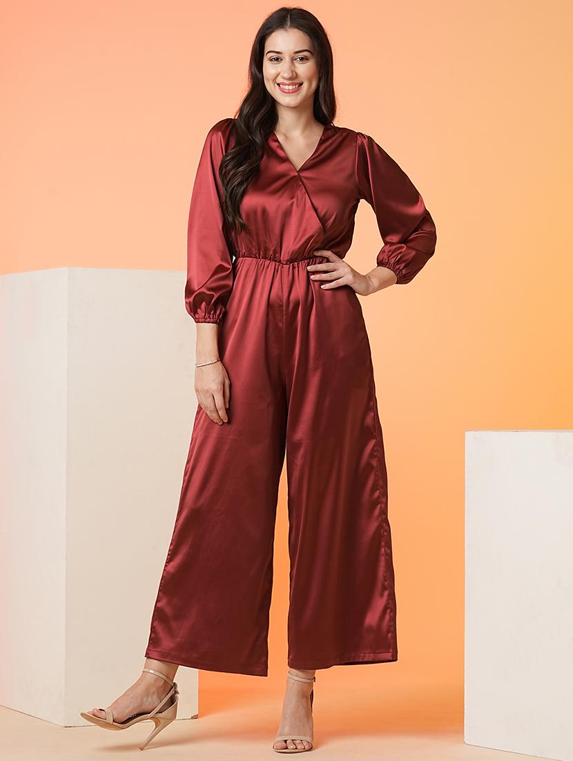 women solid maroon full length jumpsuit - 21081831 - Zoom Image - 0