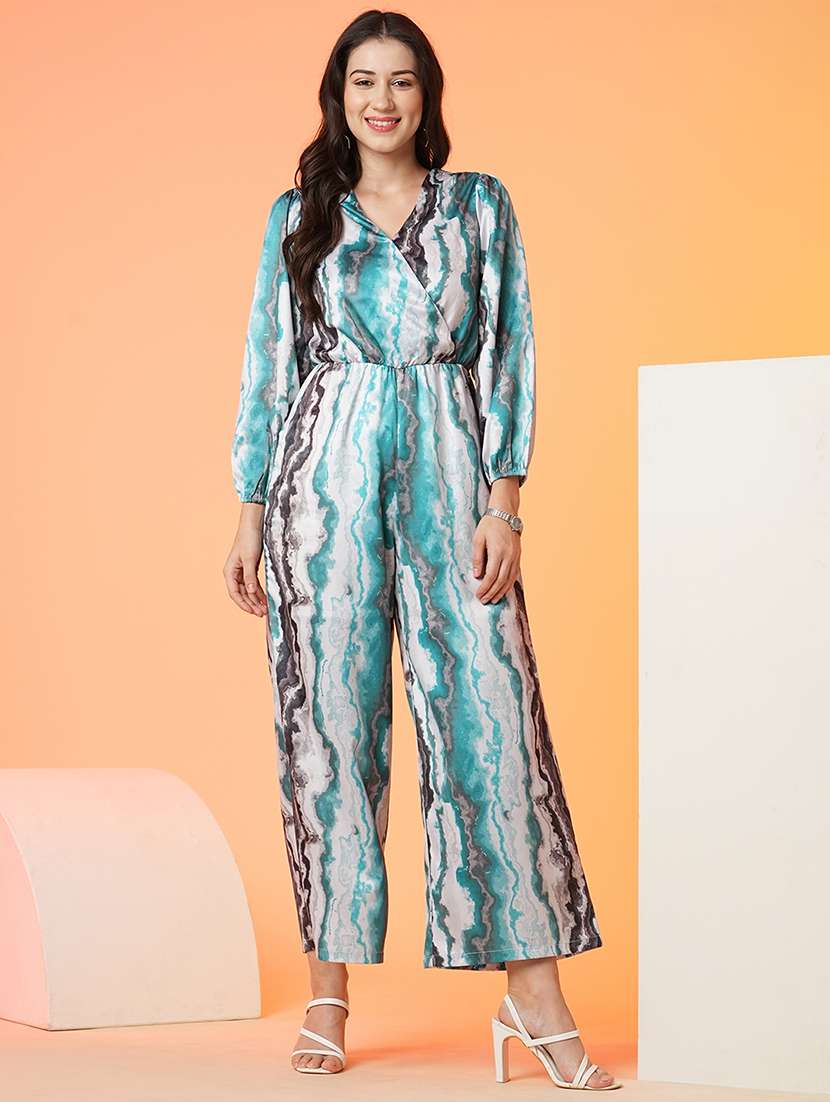 women abstract printed full leg jumpsuit