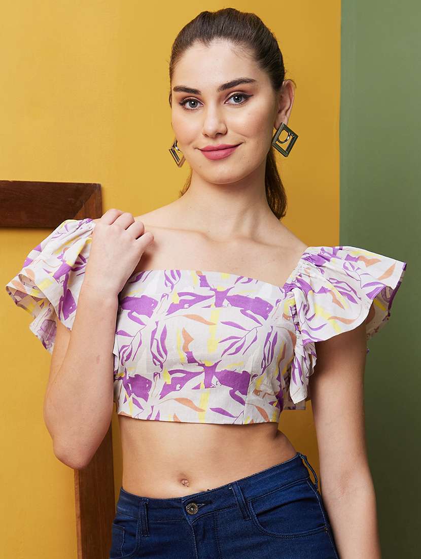 women floral printed crop top