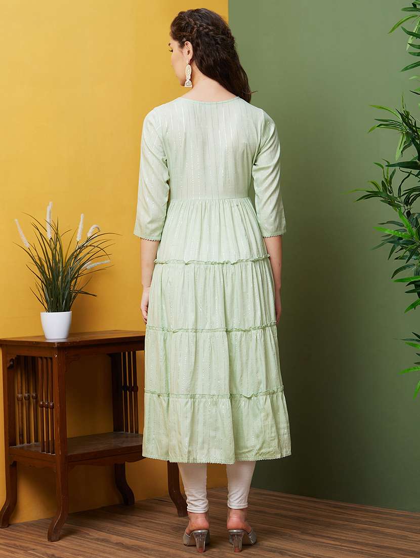 women round neck neck tiered kurta - 21081862 -  Standard Image - 2