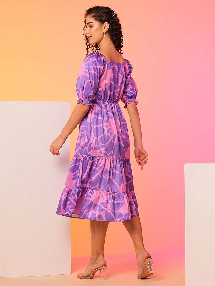 lavender polyester fit & flare dress - 21082091 -  Standard Image - 2