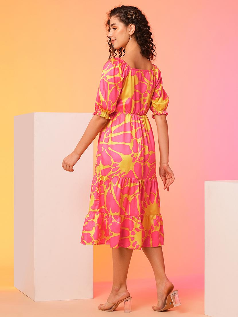 pink polyester fit & flare dress - 21082092 - Standard Image - 2