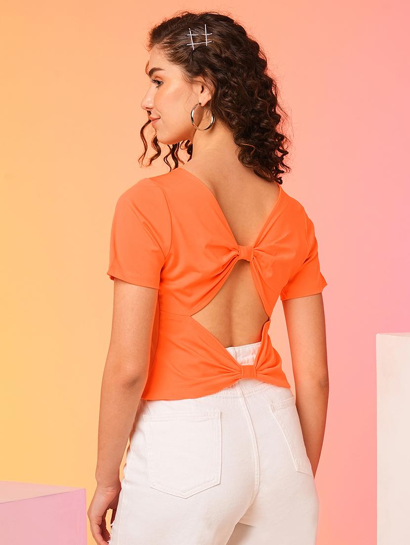 women solid color backless top - 21082099 - Standard Image - 2