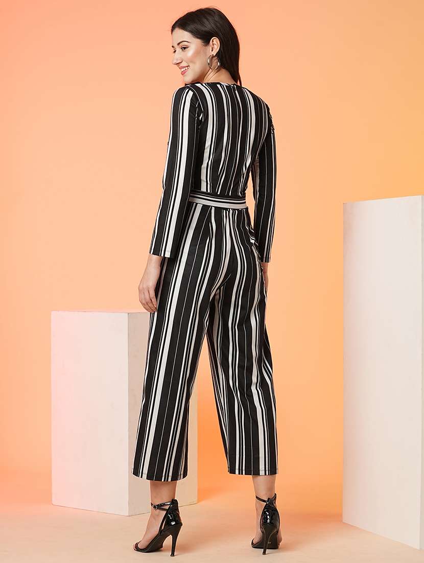 women black striped full leg jumpsuit - 21082117 -  Standard Image - 2
