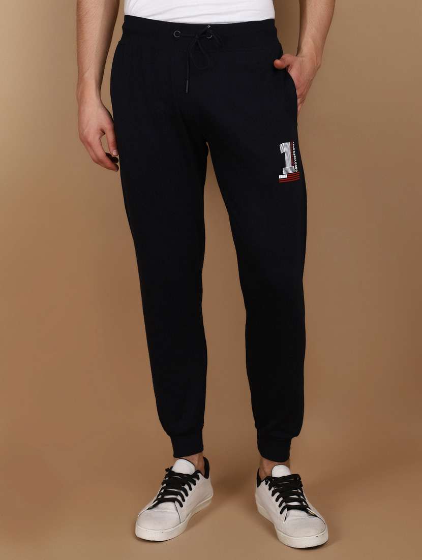 navy blue cotton full length jogger