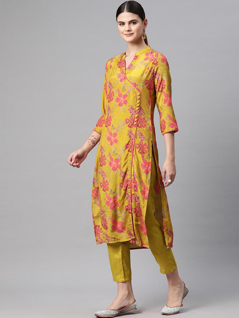 women three quarter sleeve kurta pant set - 21082618 - Standard Image - 2