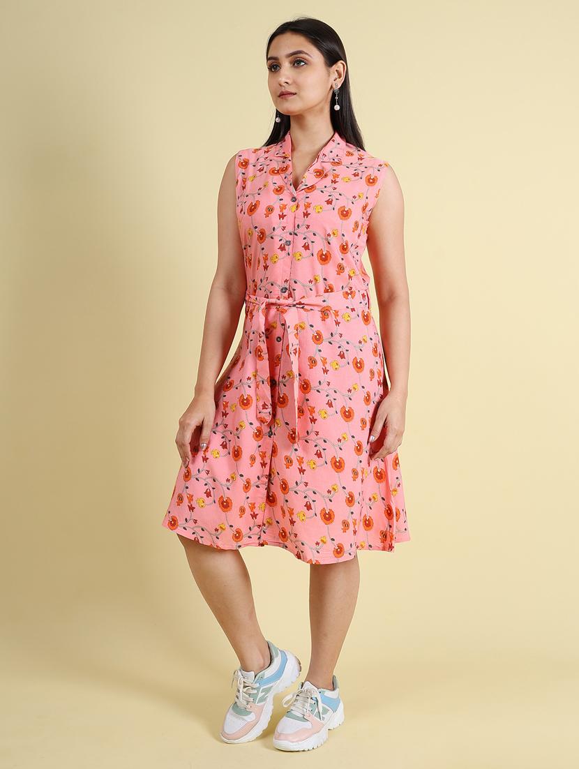 pink silk blend a-line dress - 21083023 - Standard Image - 2