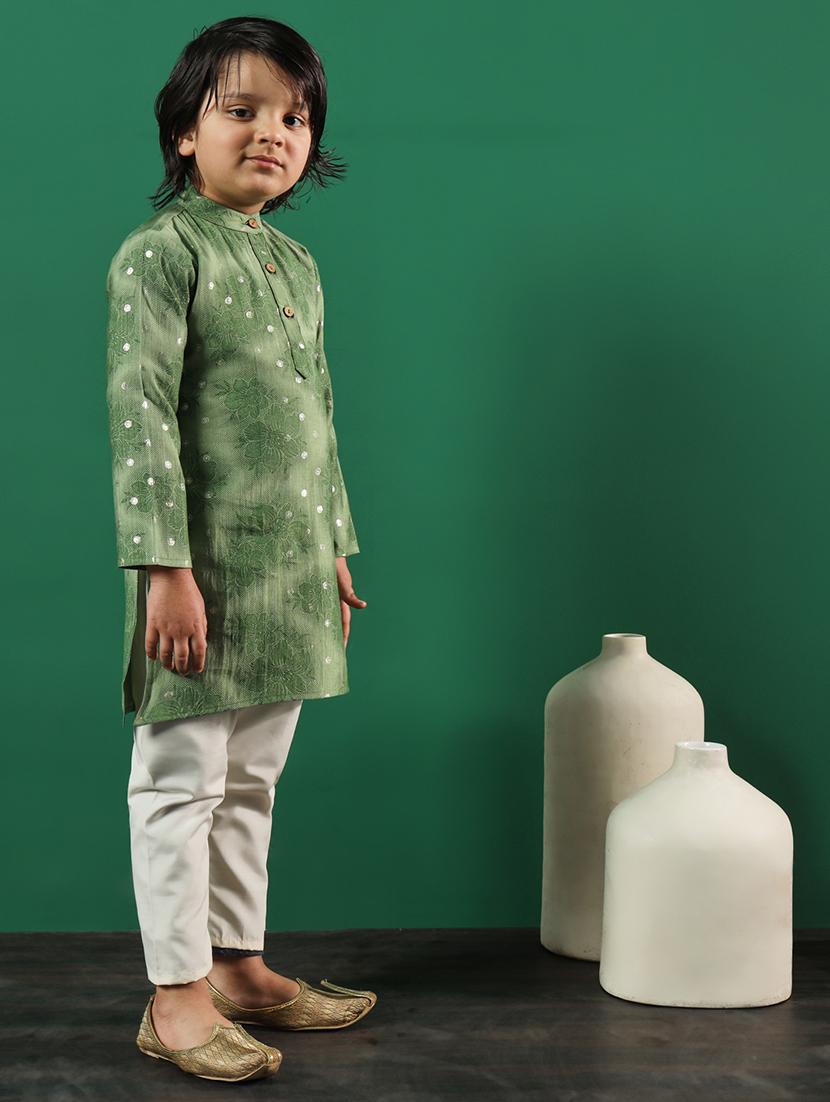 green coated kurta set - 21083073 - Standard Image - 2