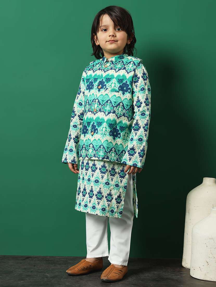 sea green coated kurta set - 21083080 - Standard Image - 2
