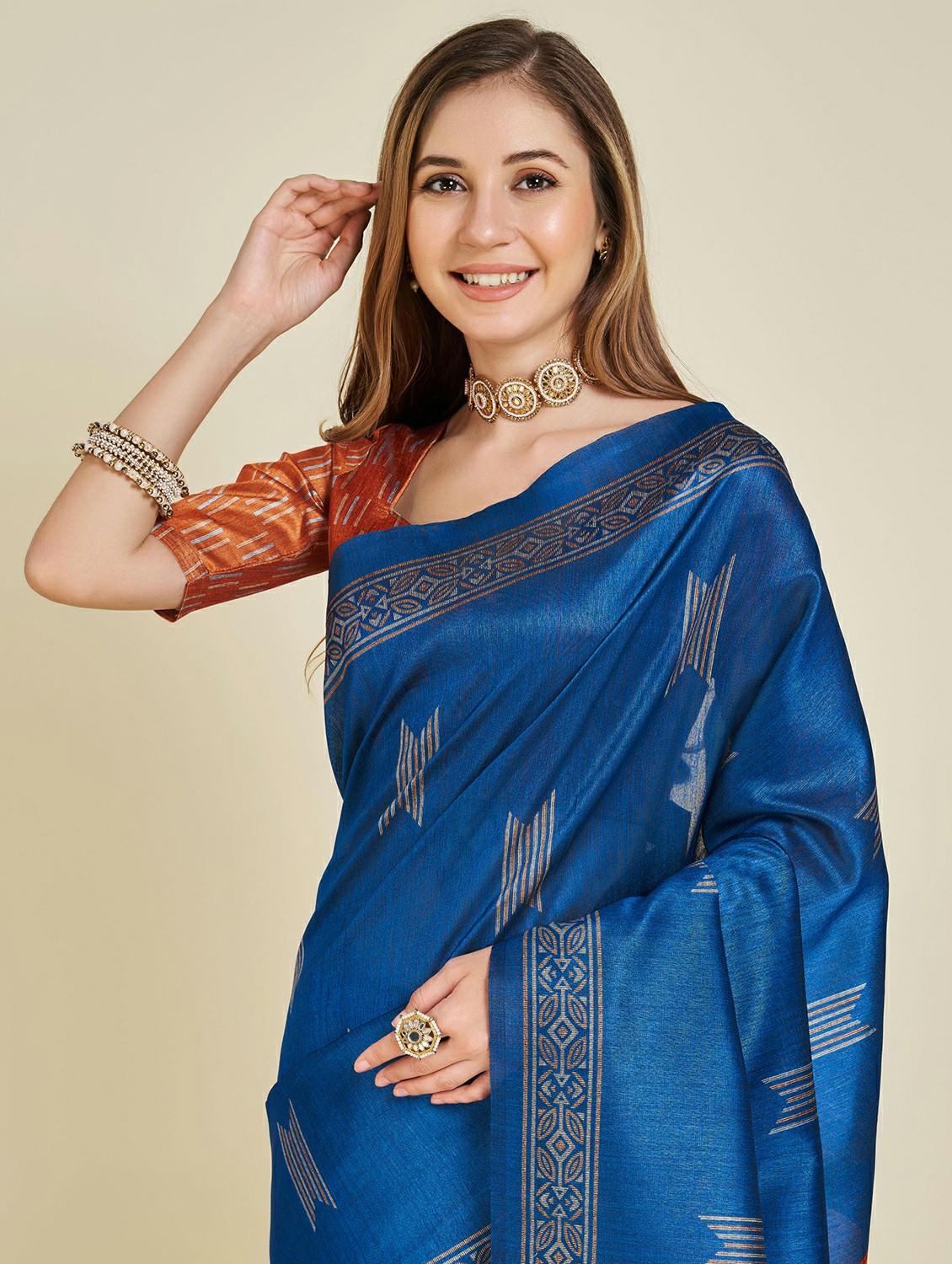 women blue self design maheshwari saree - 21083535 - Standard Image - 2