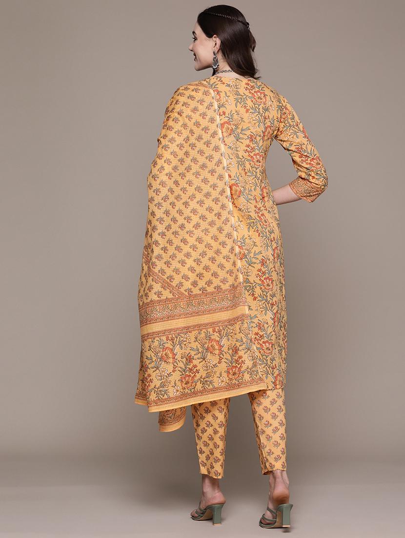 women three quarter sleeve kurta pant with dupatta set - 21087683 - Standard Image - 2
