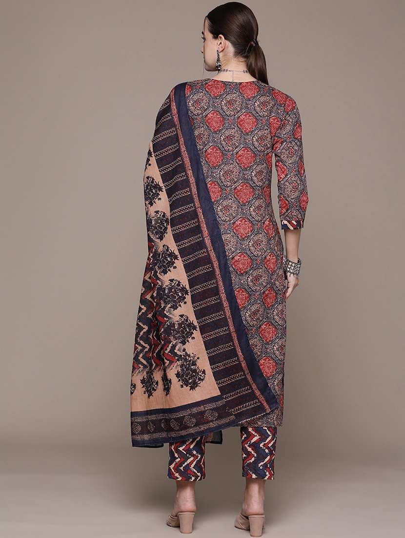 women three quarter sleeve kurta pant with dupatta set - 21087713 -  Standard Image - 2