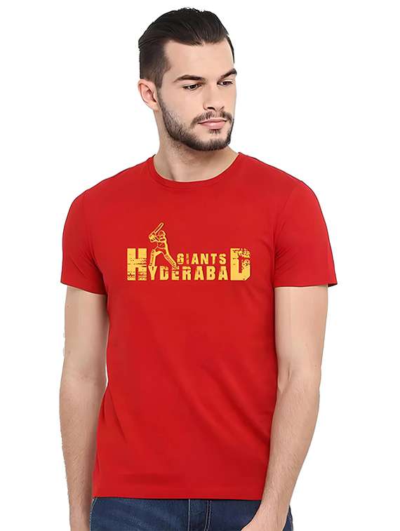 men round neck chest print t-shirt