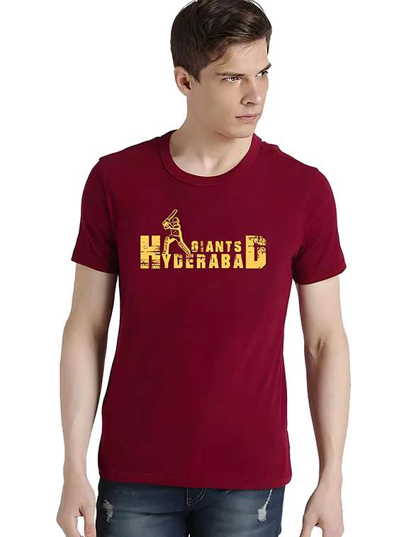 men round neck chest print t-shirt