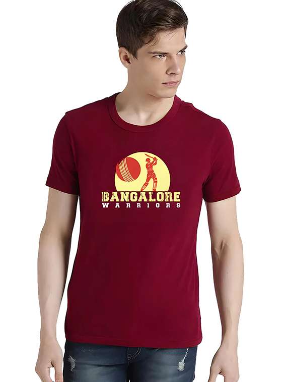 men round neck chest print t-shirt