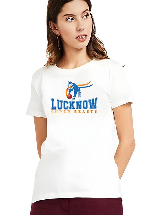 women round neck chest print t-shirt - 21092406 - Zoom Image - 0