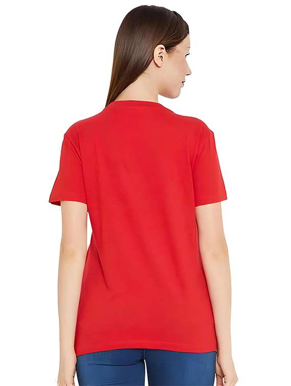 women round neck chest print t-shirt - 21092411 - Standard Image - 2