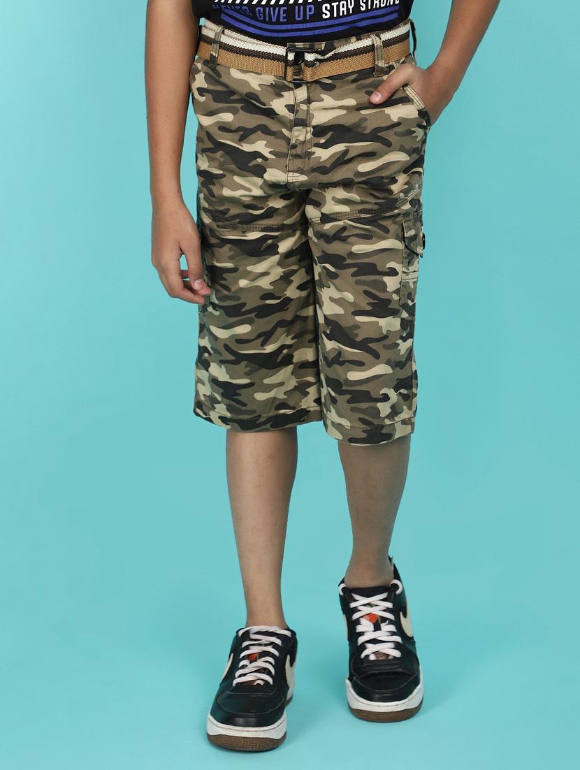 boy camouflage mid rise three-fourth cargo
