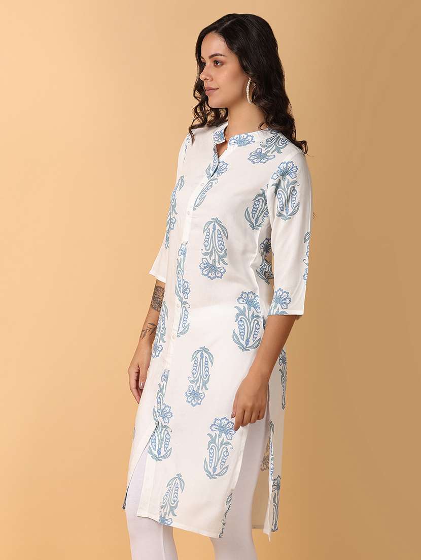 women three quarter sleeve straight kurta - 21092740 - Standard Image - 2