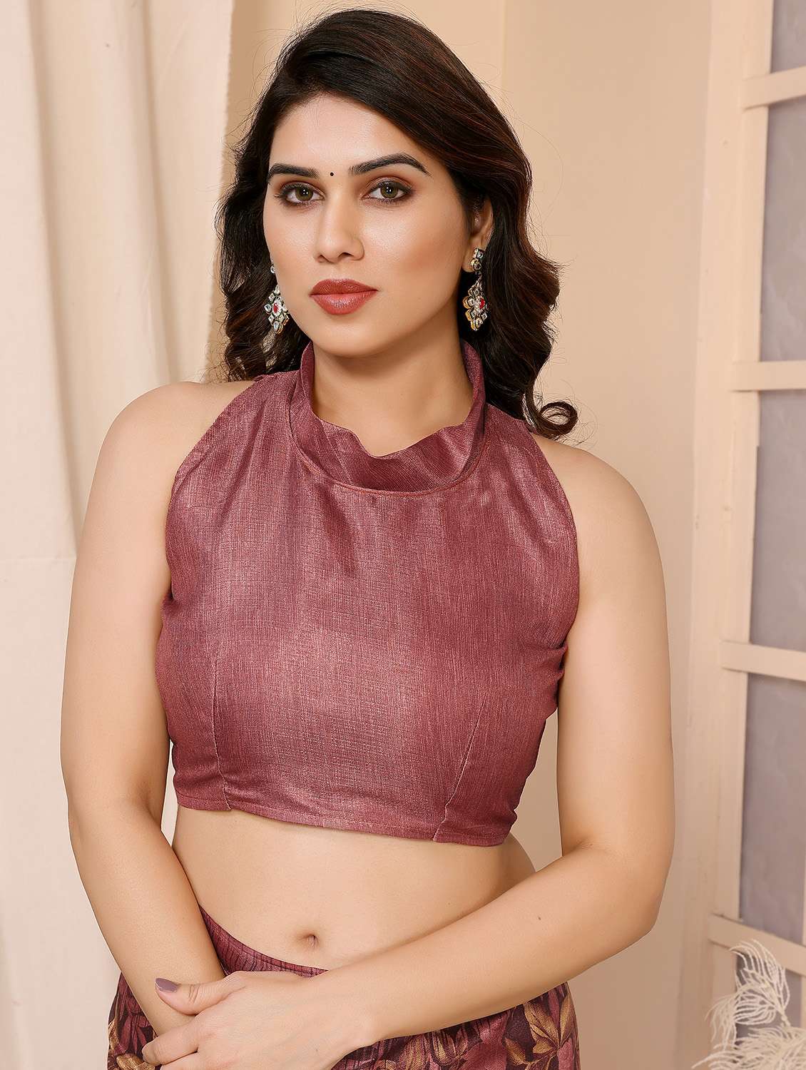 women mauve floral printed saree with blouse - 21093531 -  Standard Image - 2