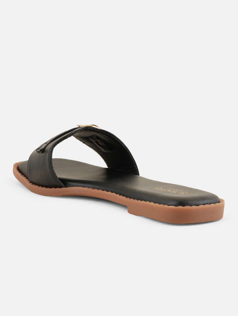 black synthetic slip on sandals - 21093653 -  Standard Image - 2