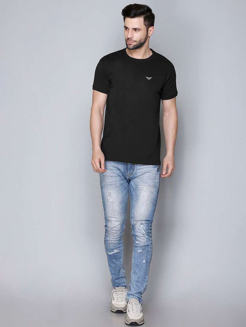 black cotton plain tshirt - 21093692 -  Standard Image - 2