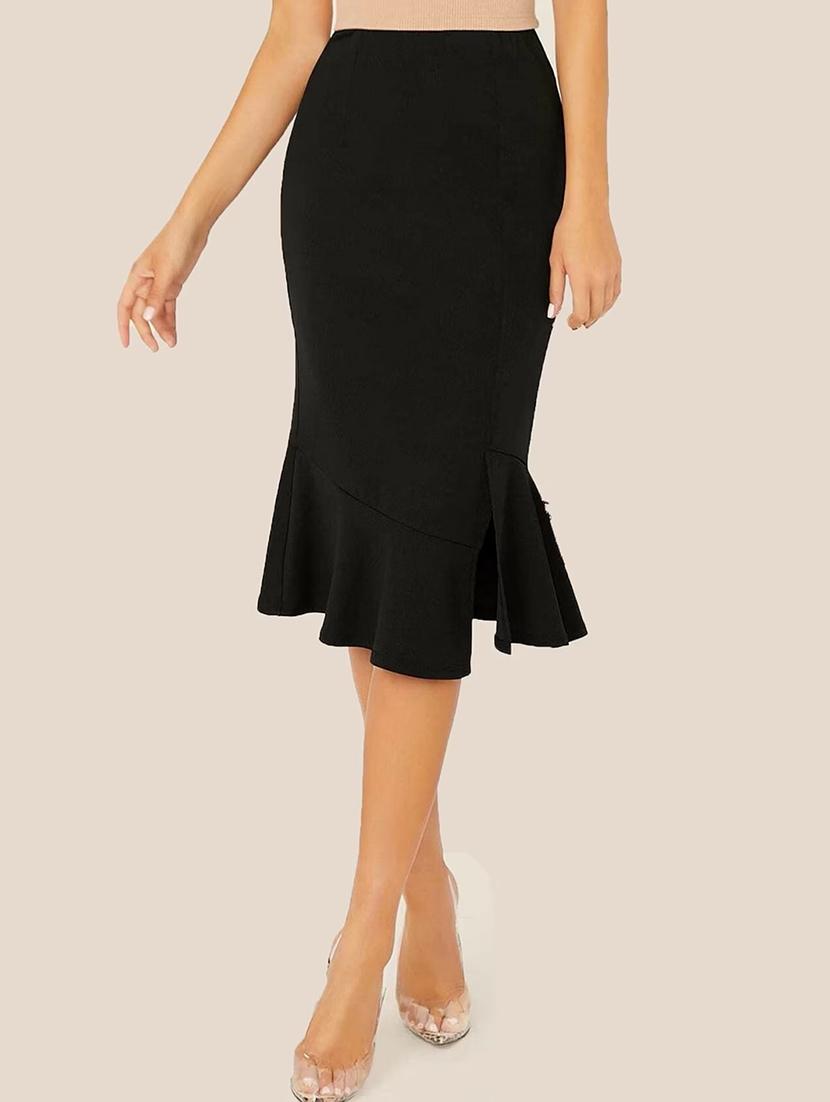 women solid black peplum skirt - 21093712 - Zoom Image - 0