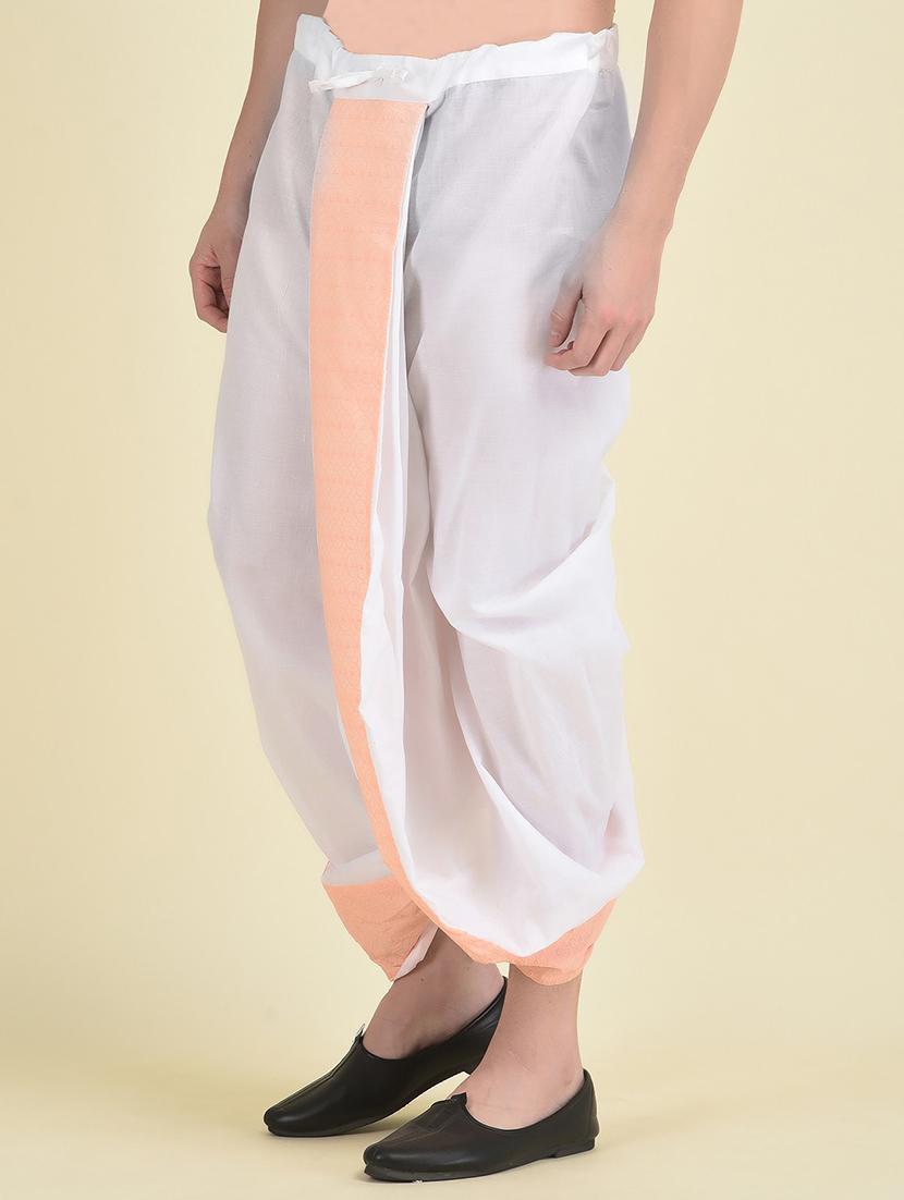 men solid with work mid rise dhoti - 21093962 - Standard Image - 2