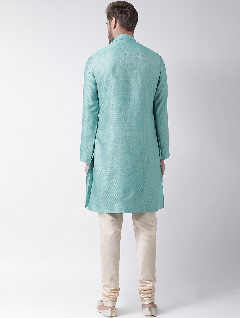 men solid cotton blend kurta churidar ethnic wear set - 21096712 - Standard Image - 2
