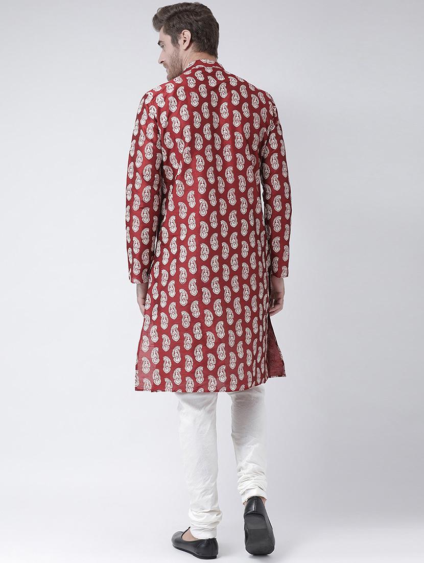 men long sleeve printed kurta churidar ethnic wear set - 21096788 - Standard Image - 2