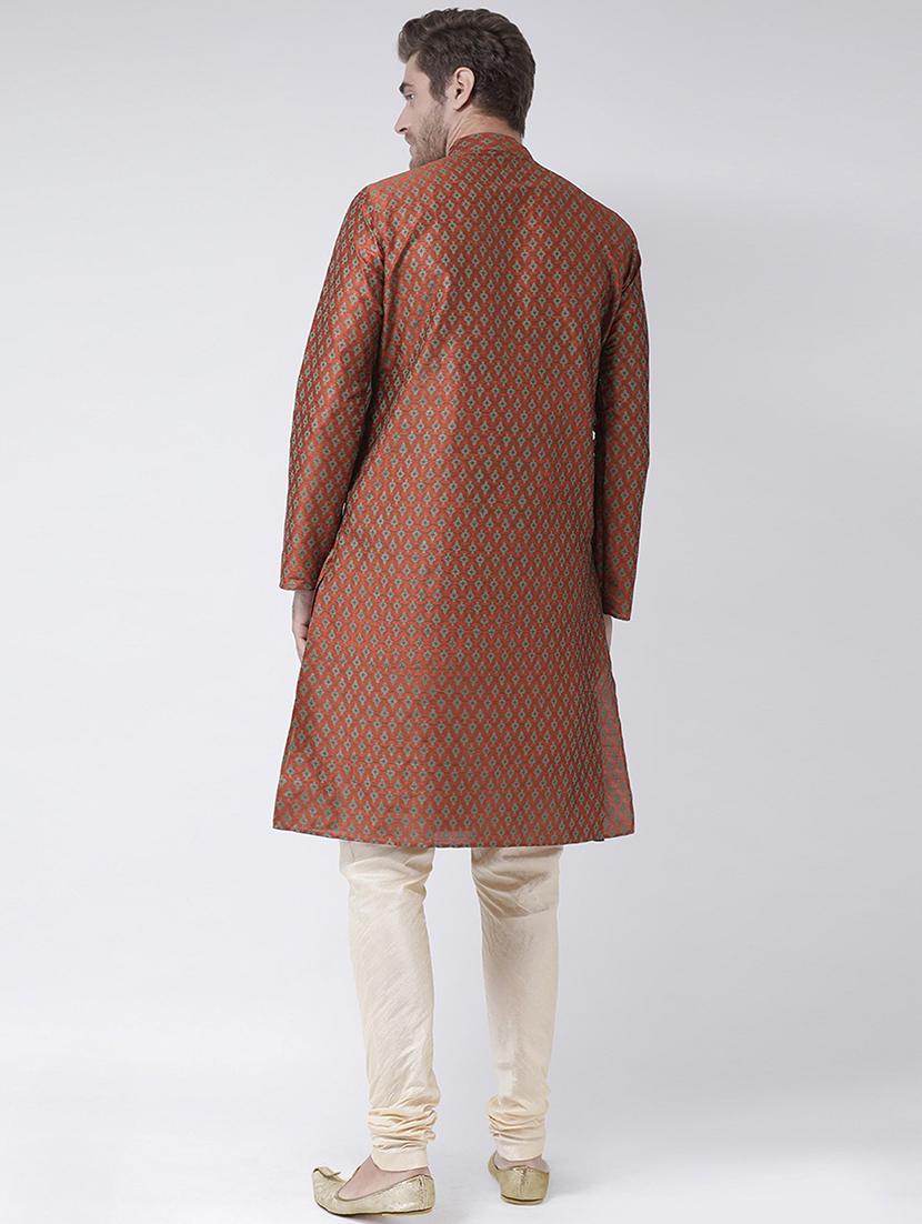 men long sleeve self-designed kurta churidar ethnic wear set - 21096801 - Standard Image - 2