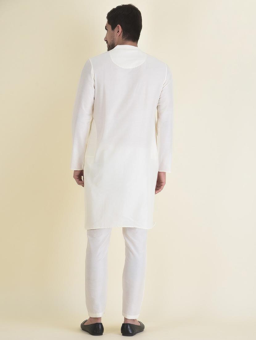 men solid white kurta & trouser set - 21096900 - Standard Image - 2