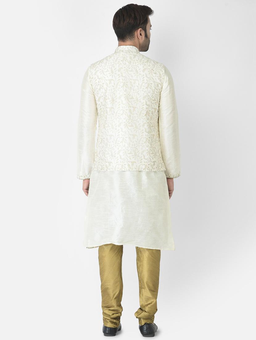 men long sleeve self-designed kurta churidar ethnic wear set - 21096923 - Standard Image - 2