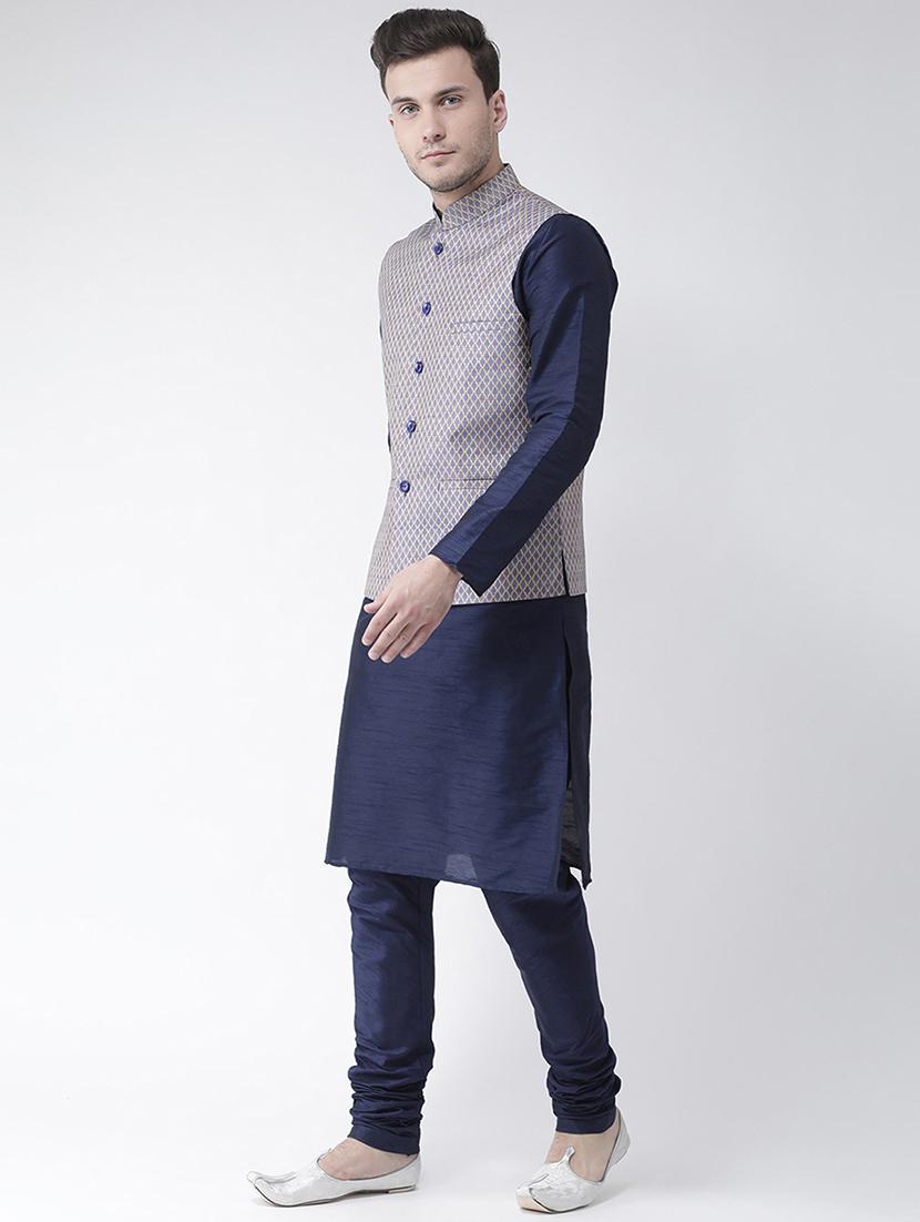 men kurta with churidar ethnic wear set - 21097640 - Standard Image - 2