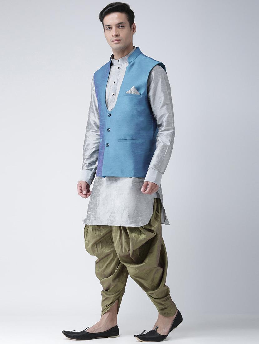 men multi coloured self design dhoti kurta set - 21097649 - Standard Image - 2