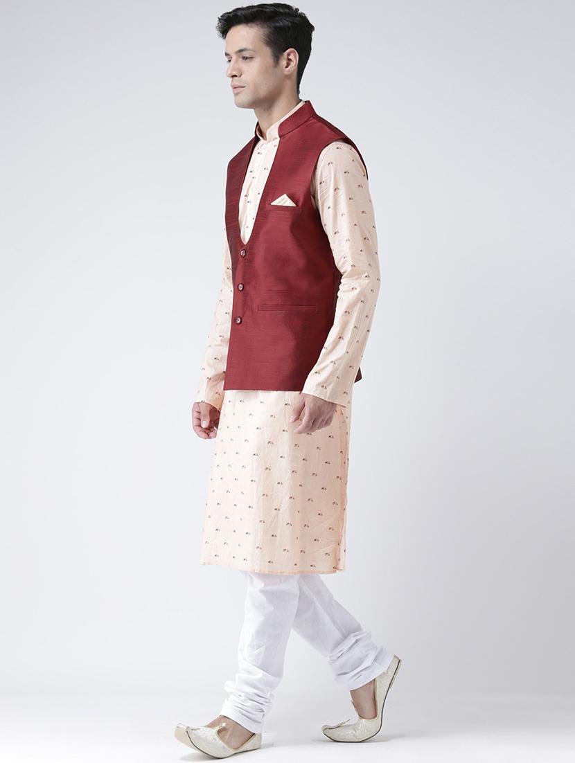 men mandarin neck kurta bottom with jacket - 21097654 - Standard Image - 2